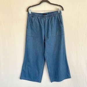 J. Crew Mercantile Denim Wide Leg Pull On Crop Pants Size Small